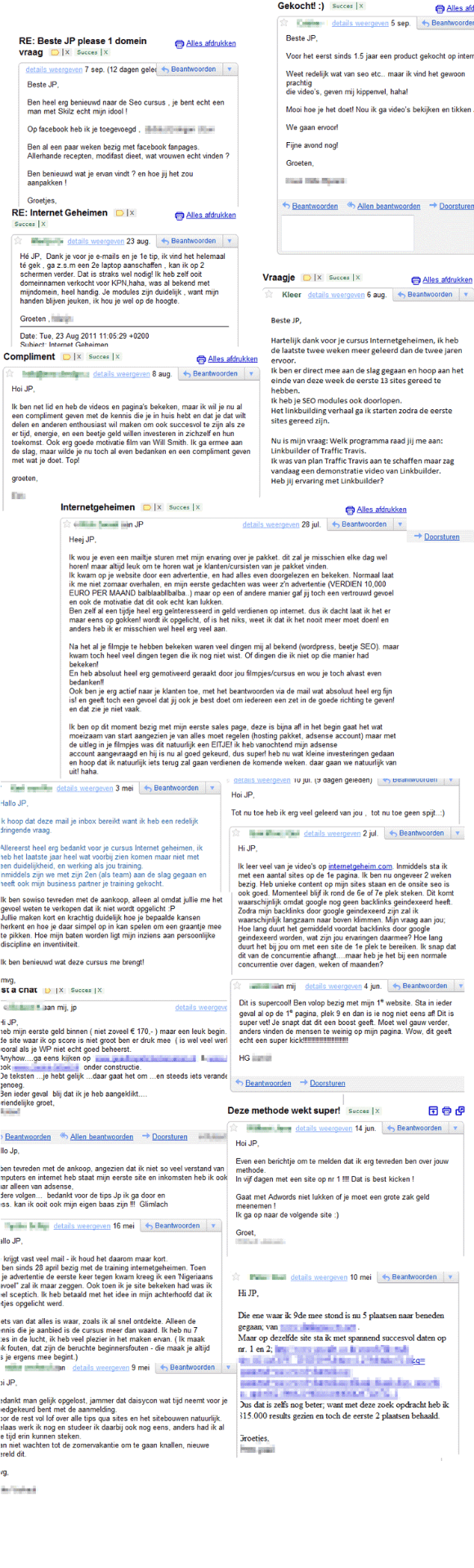 Verzameling testimonials Internetgeheimen