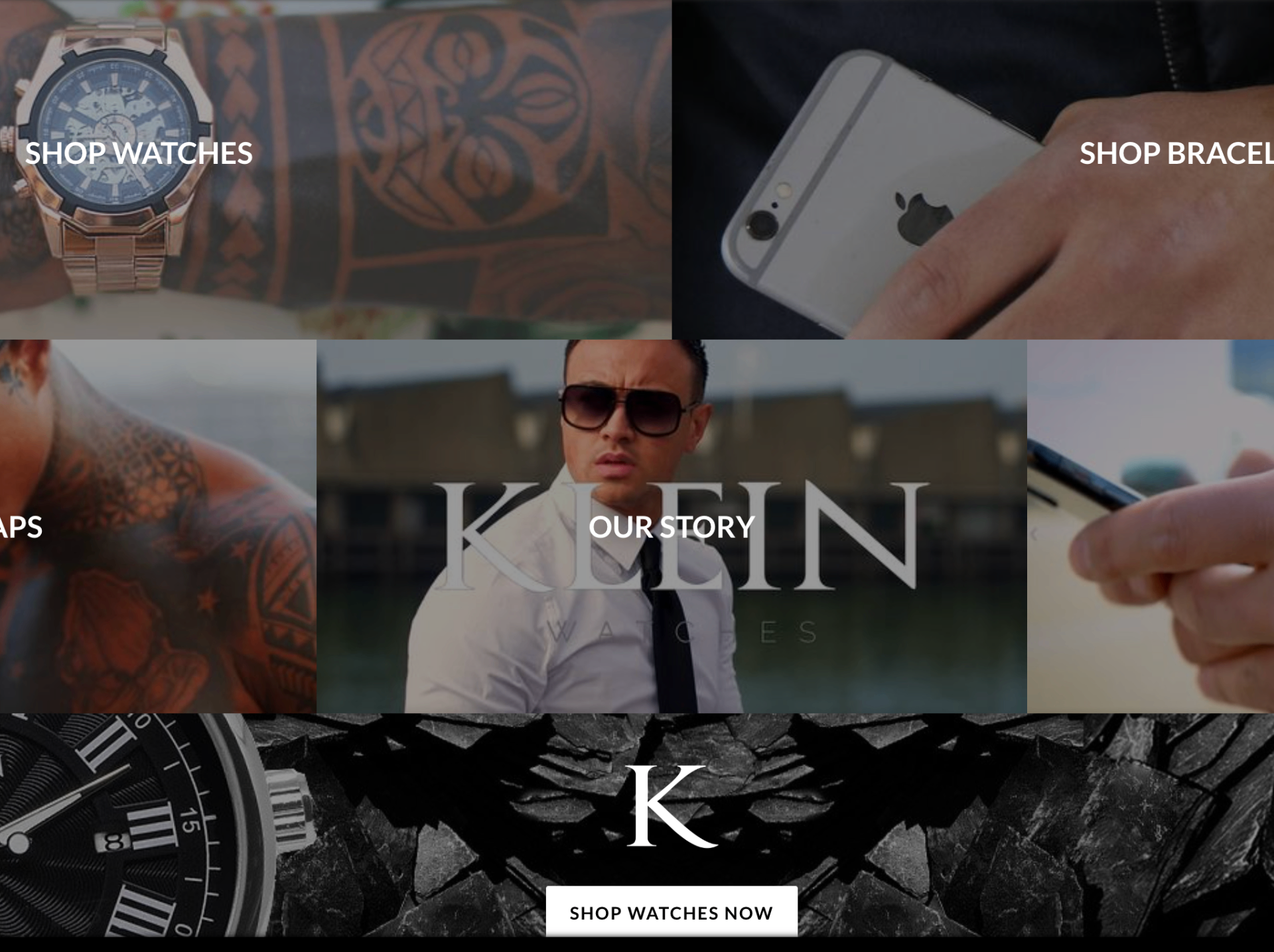 Screenshot van de Klein Watches webshop.